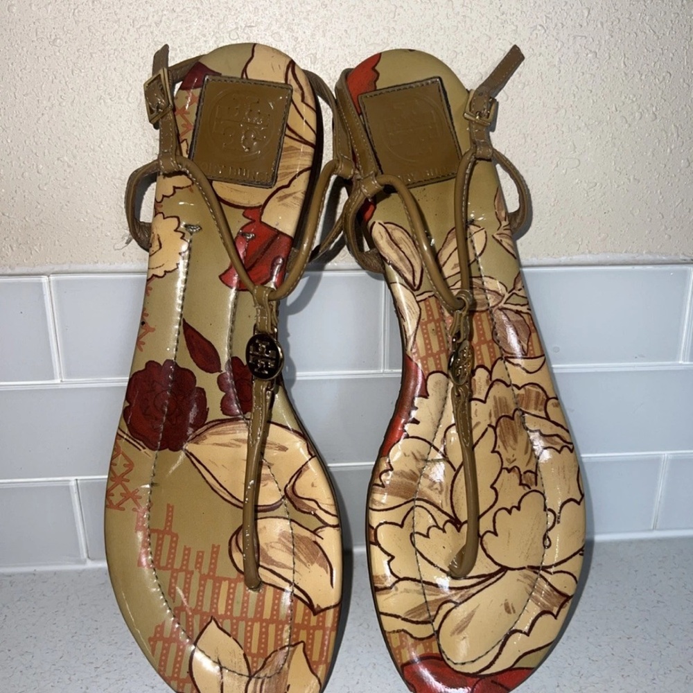 Tory Burch Floral Brown Sandals